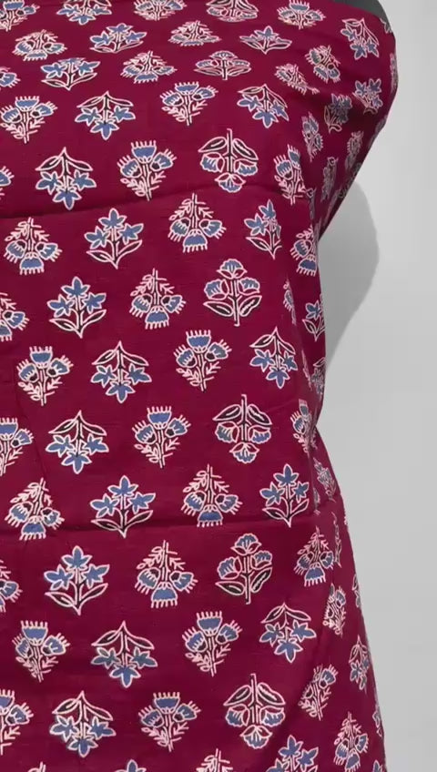 Pure Cotton Azrakh Print Unstitched suit With Dupatta