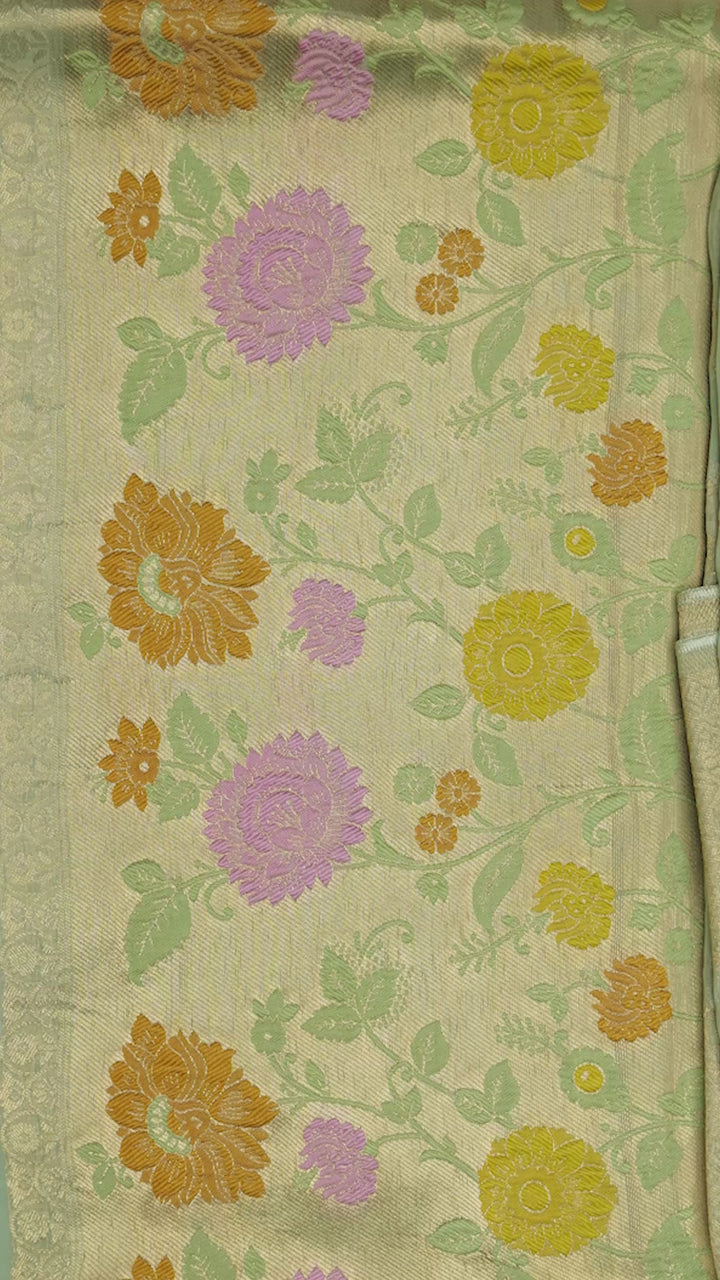 Pure Banarasi Handloom Organza Paithani Weaved Unstitched Suit With Banarsi Handloom Organza Paithani Border Dupatta
