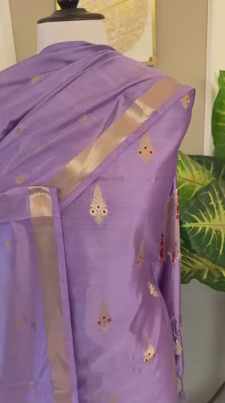 Pure Chiniya Silk Unstitched With Meena Buti Work and Chiniya Silk Dupatta