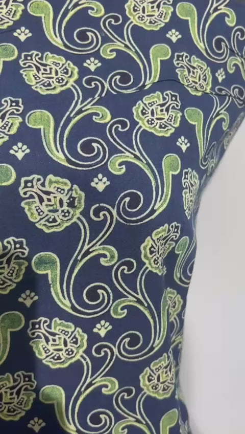 Pure Cotton Azrakh Print Unstitched suit With katha work Dupatta