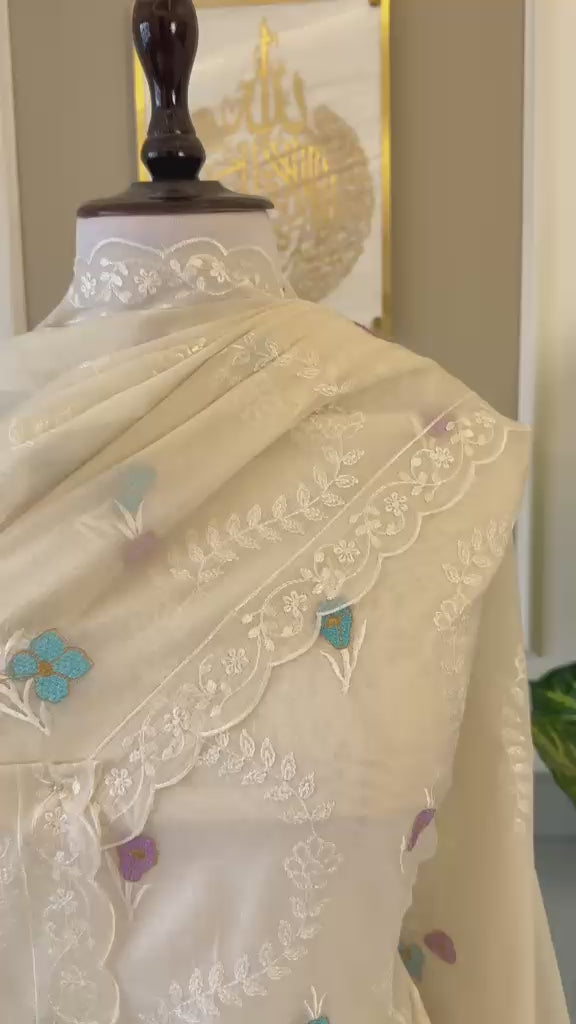 Pure Banarasi Chanderi Silk Embroidery Unstitched Suit With Chanderi Embroidery Dupatta.
