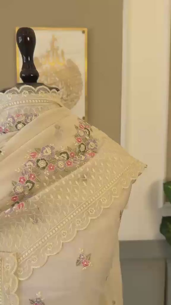 Premium Pure Banarasi Mul Chanderi Silk Unstitched Suit With Embroidery Work
