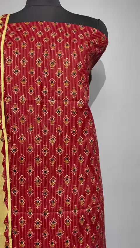 Pure Cotton Azrakh Print Unstitched suit With Dupatta.