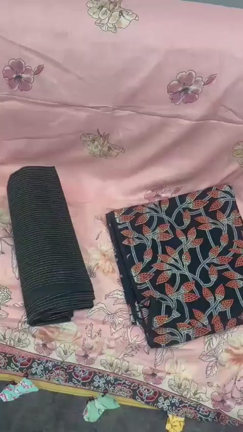Pure Cotton Azrakh Print Unstitched suit With Cotton Printed Dupatta.