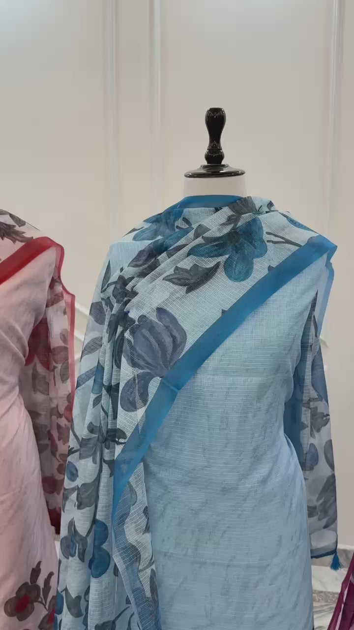 Pure Banarasi Kota Silk Unstitched Suit With Digital Print Dupatta