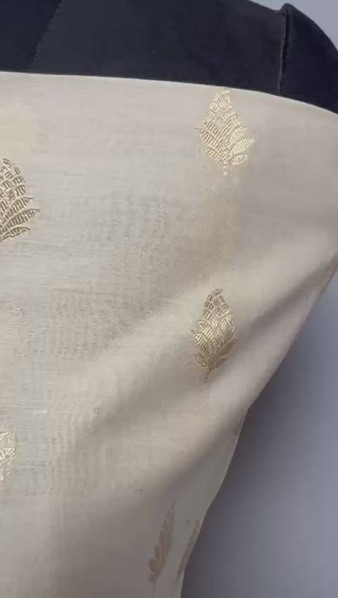 Pure Banarasi Resham Chanderi Silk Zari Weaved Suit With Organza Silk Embroidery Dupatta (