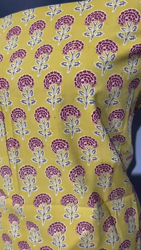 Pure Cotton Azrakh Print Unstitched suit With katha work Dupatta