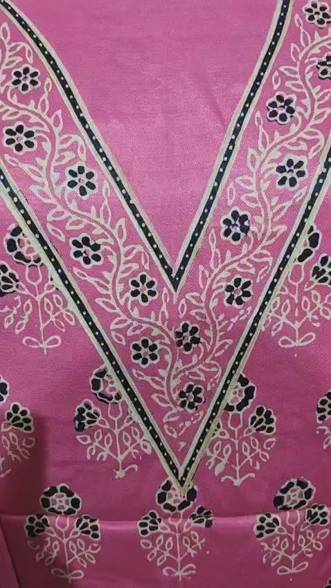 Pure Modal Silk Ajrakh Hend Block Zari Pallu Weaved 3pc Unstitched Suit