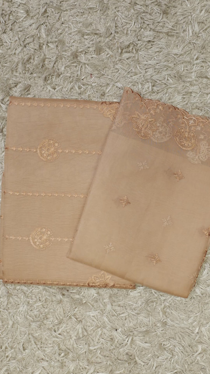 Pure Organza silk chikankari work unstitched Suit