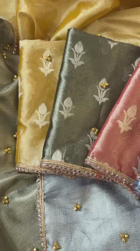 Elegant Tissue Ghungroo Unstitched  Suit