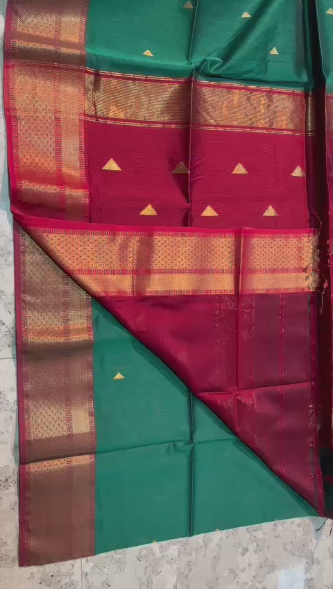 Handloom Maheshwari Silk Saree With Blouse.