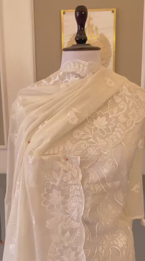Pure Banarasi Mul Chanderi Silk Unstitched Suit With Embroidery Work