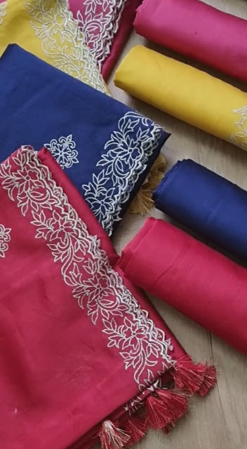 Banarasi Suit Mercerized Chanderi Cotton In Brown - Indokuni