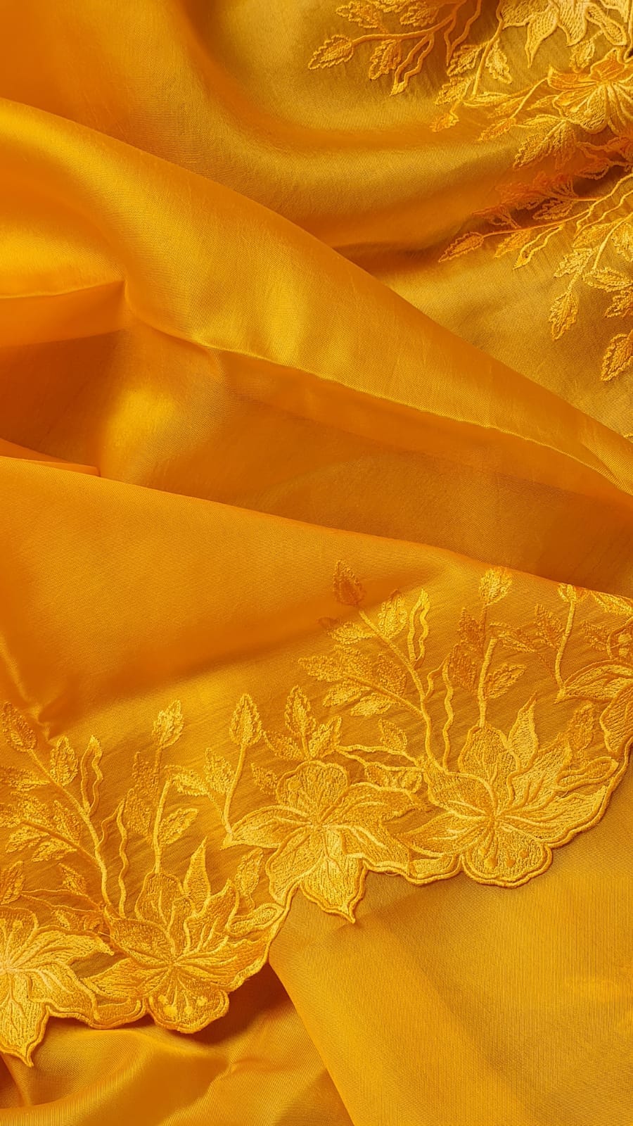 Pure Organza Silk Embroidery Alfi Cutwork Border Saree .