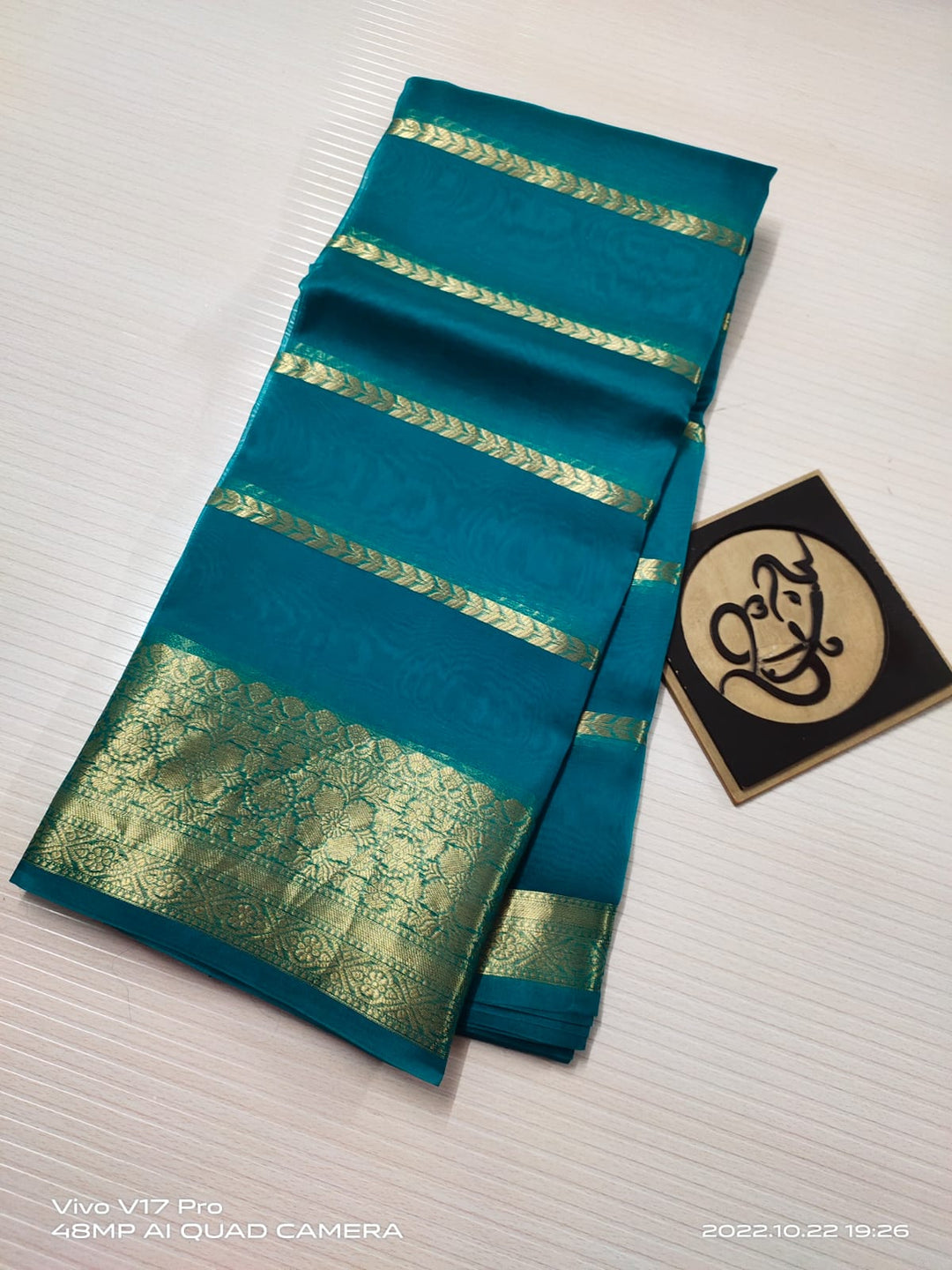 Semi Kora Organza Zari Stripe Silk Saree With Blouse