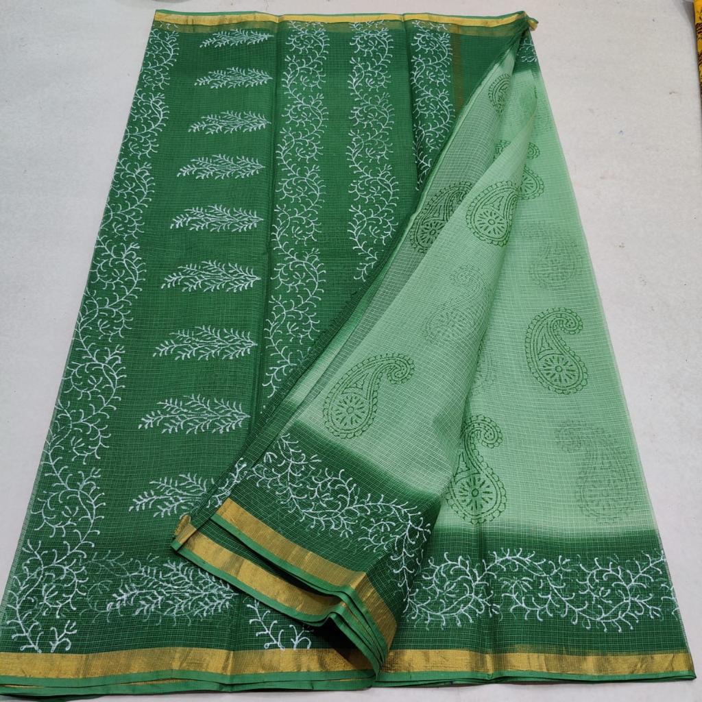 Pure Cotton Kota Doriya Embroidery work Saree With Blouse