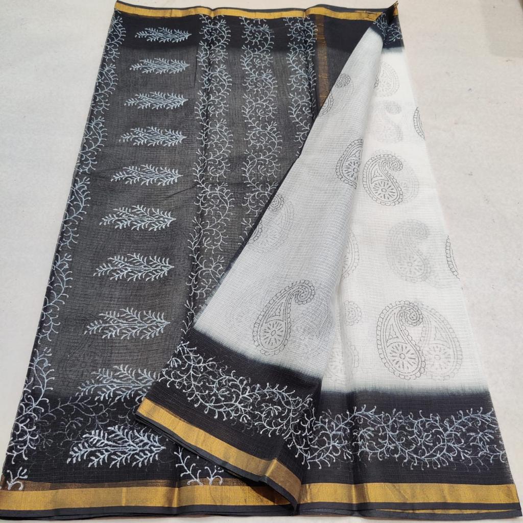 Pure Cotton Kota Doriya Embroidery work Saree With Blouse