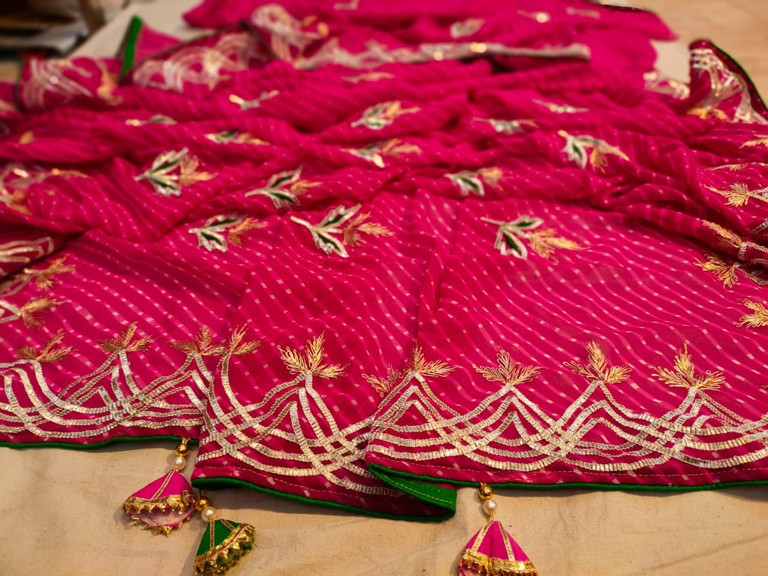 Traditional Gota Patti Leheriya Saree