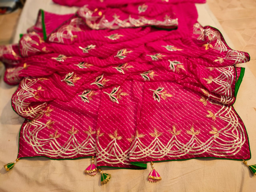 Traditional Gota Patti Leheriya Saree