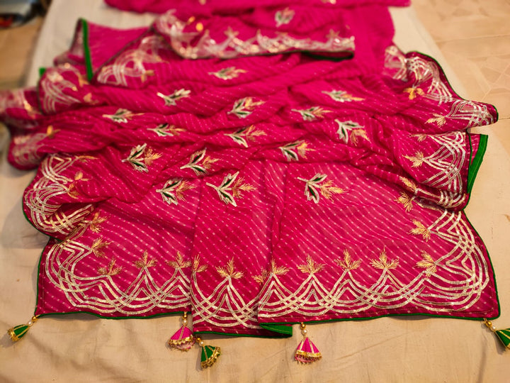 Traditional Gota Patti Leheriya Saree