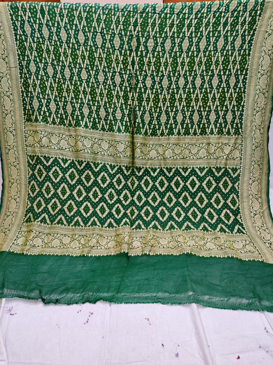 Pure Banarasi Handloom Khaddi Georgette Bandhani Dupatta