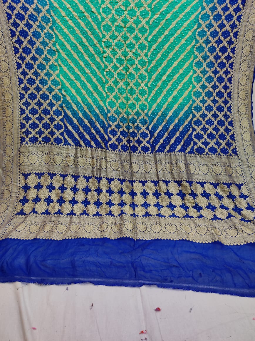 Pure Banarasi Handloom Khaddi Georgette Bandhani Dupatta