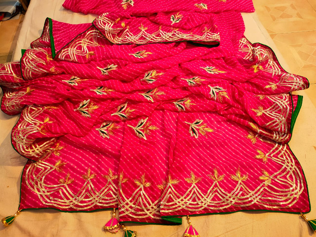 Traditional Gota Patti Leheriya Saree