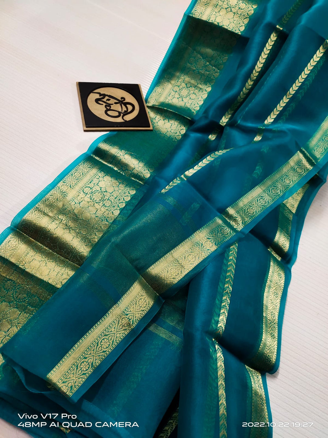 Semi Kora Organza Zari Stripe Silk Saree With Blouse