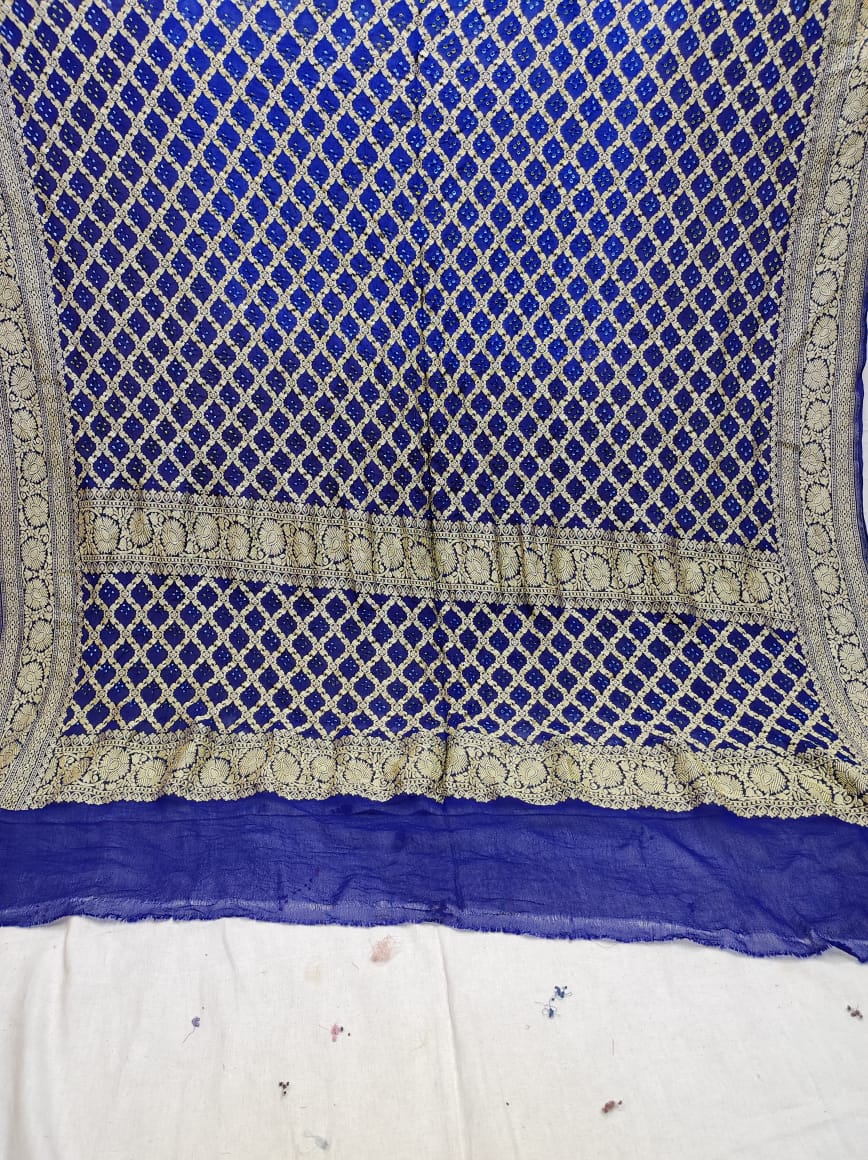 Pure Banarasi Handloom Khaddi Georgette Bandhani Dupatta