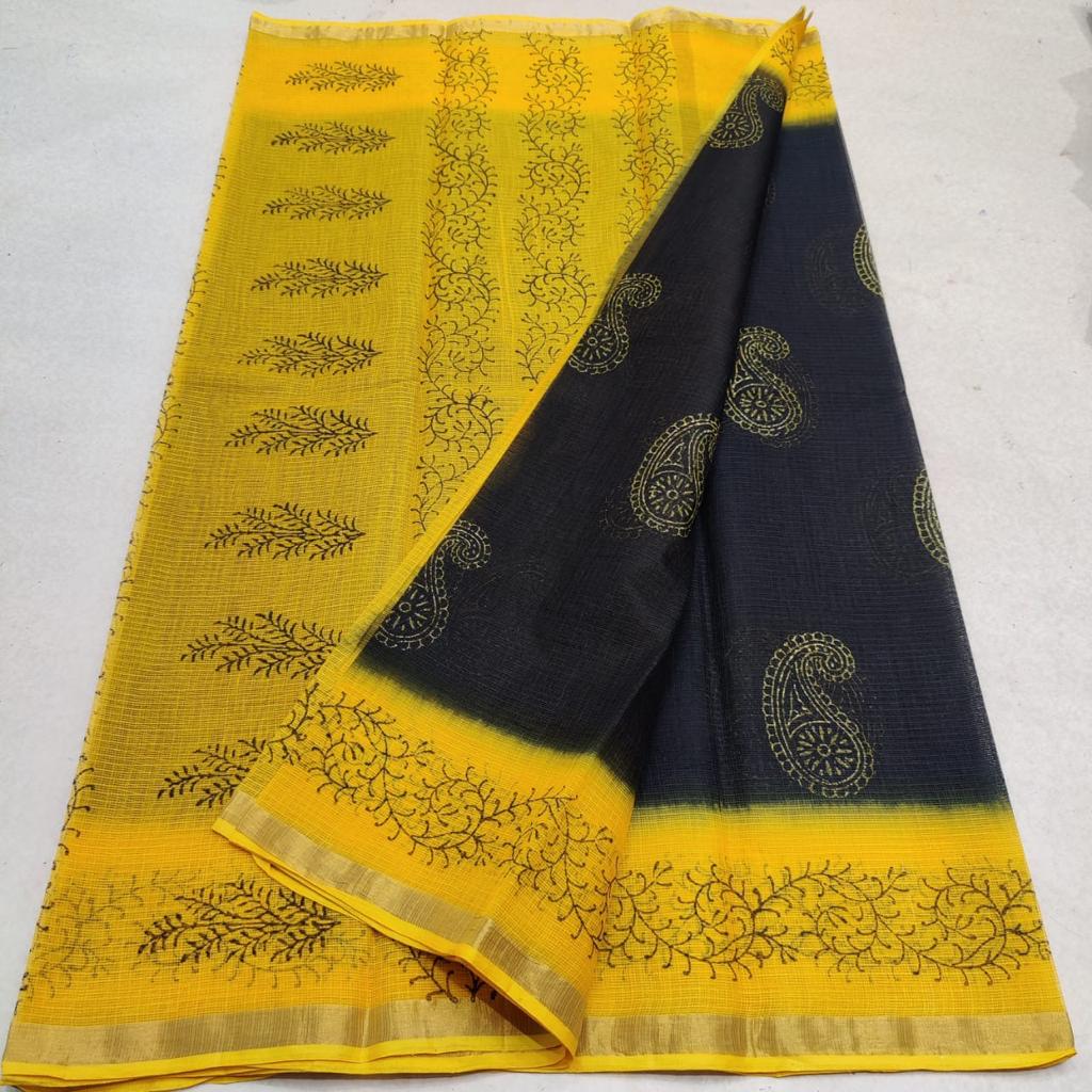 Pure Cotton Kota Doriya Embroidery work Saree With Blouse