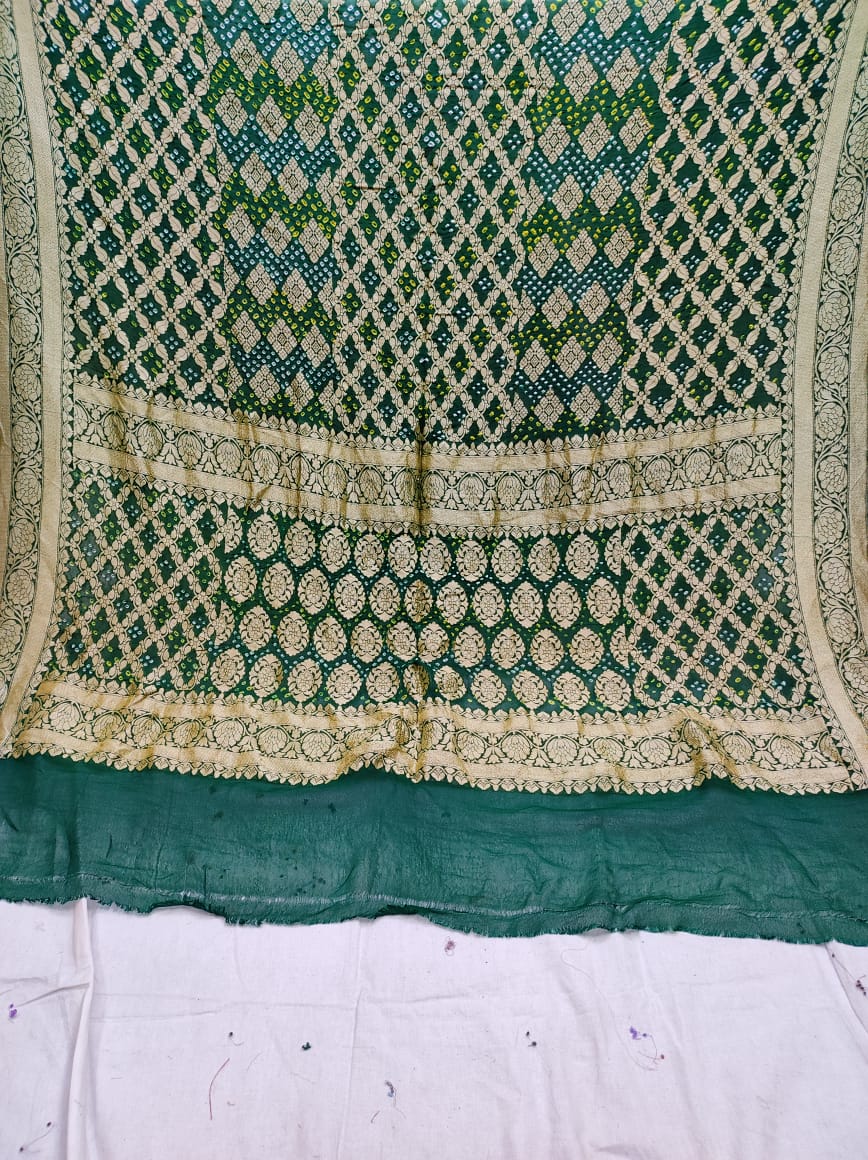 Pure Banarasi Handloom Khaddi Georgette Bandhani Dupatta