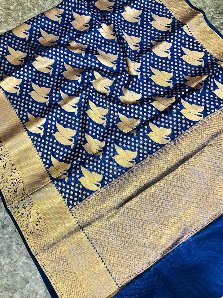 Semi Banarasi Georgette Dyeable Zari Weaving sarees With Rich Pallu & Border