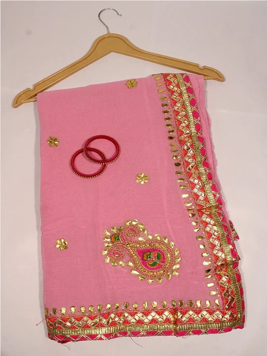 Pure Chiffon Saree With Gota Patti Work