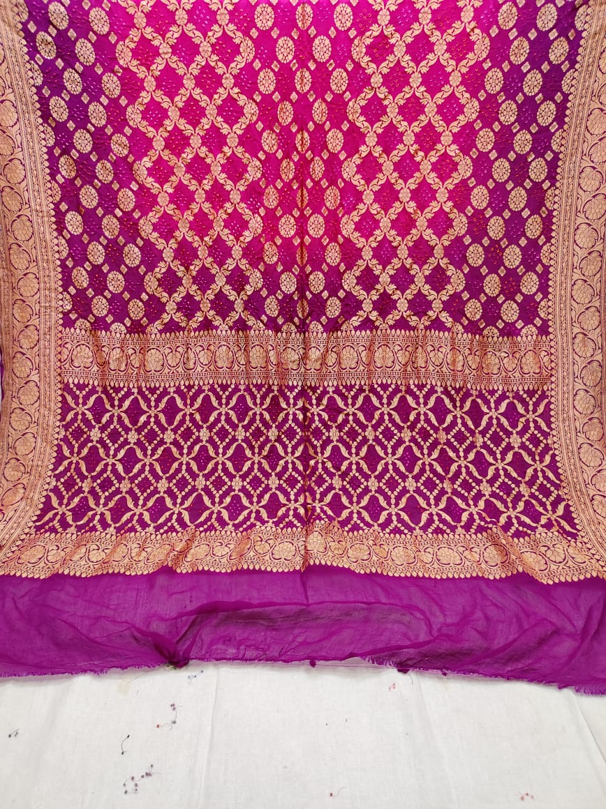 Pure Banarasi Handloom Khaddi Georgette Bandhani Dupatta