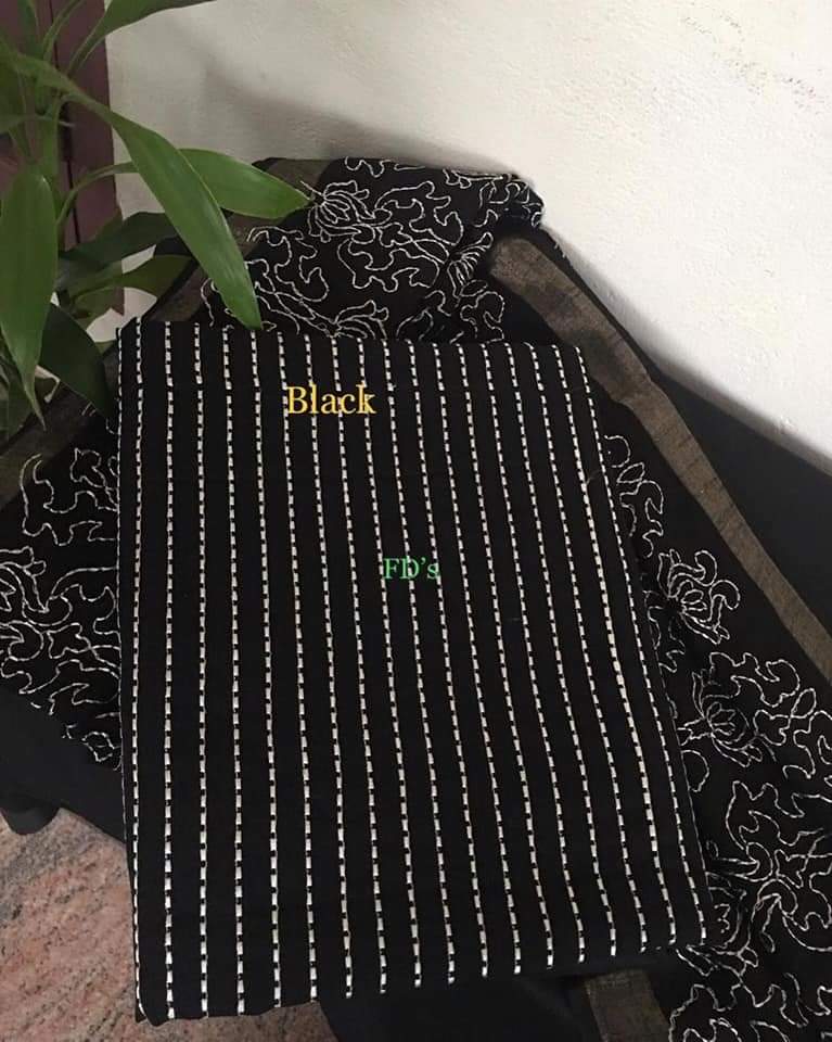 Pure Cotton Bhagalpuri Embroidery Unstitched Suit With Cotton Dupatta