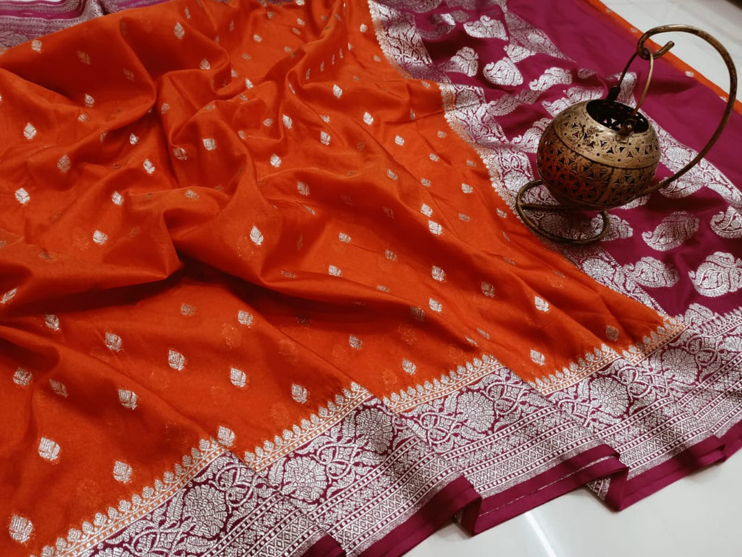Banarasi Handloom Weaved Khaddi Georgette Saree with Zari Work