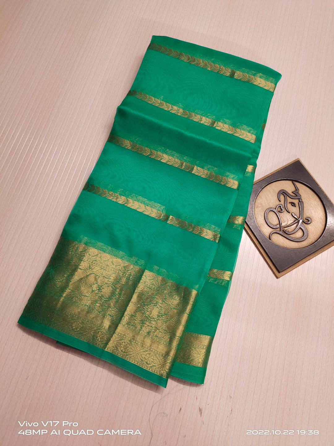 Semi Kora Organza Zari Stripe Silk Saree With Blouse