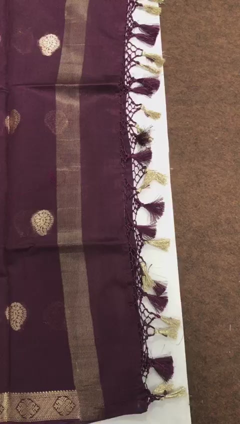Wine Color Pure Resham Chanderi  Banarasi  Silk Unstitched Suit With Dupatta