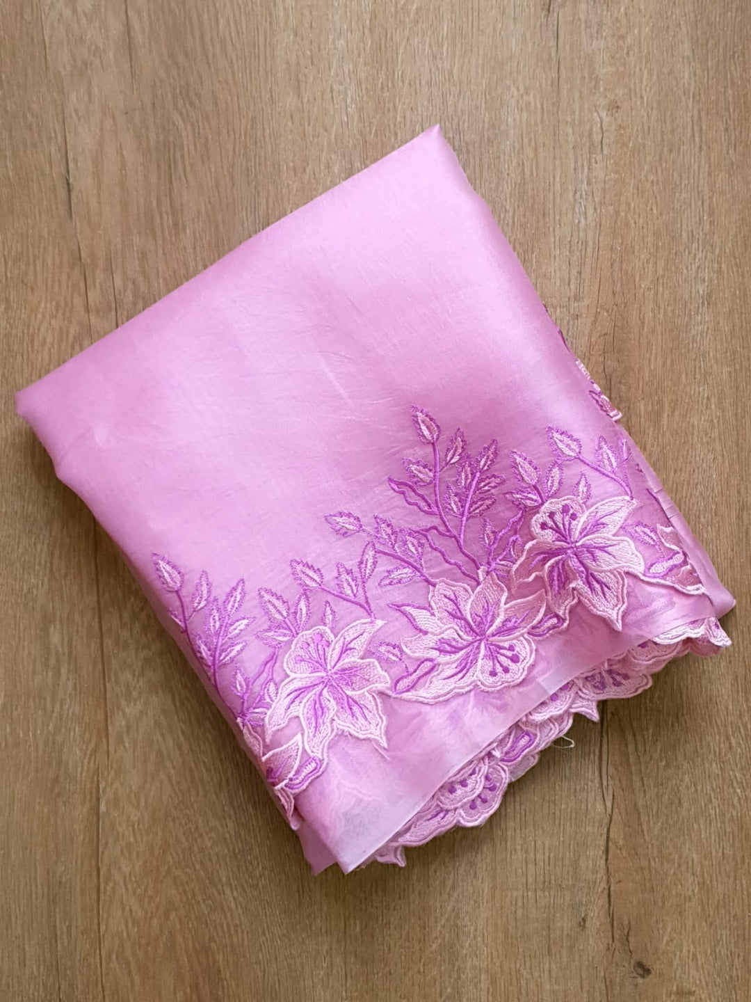 Pure Organza Silk Embroidery Alfi Cutwork Border Saree .
