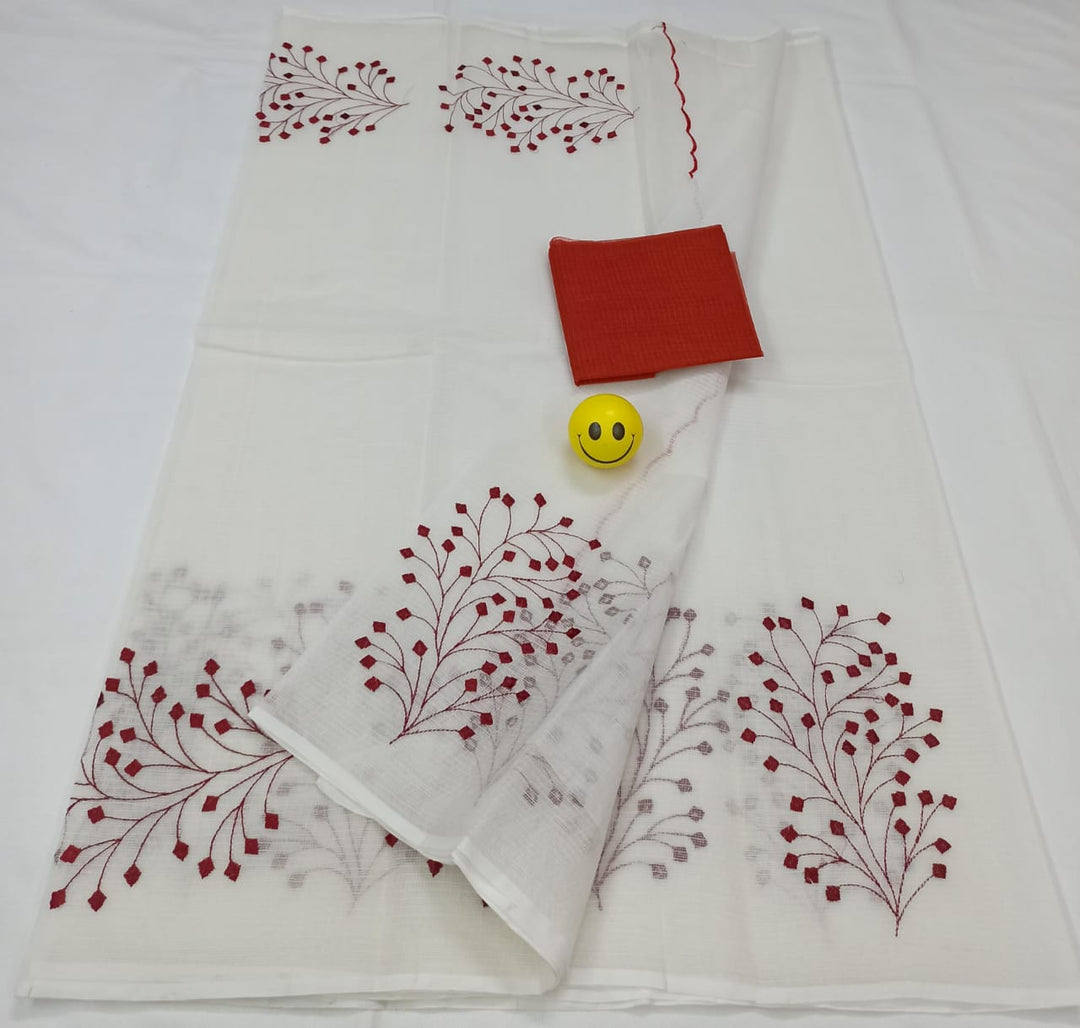 Pure Cotton Kota Doriya Embroidery work Saree With Blouse