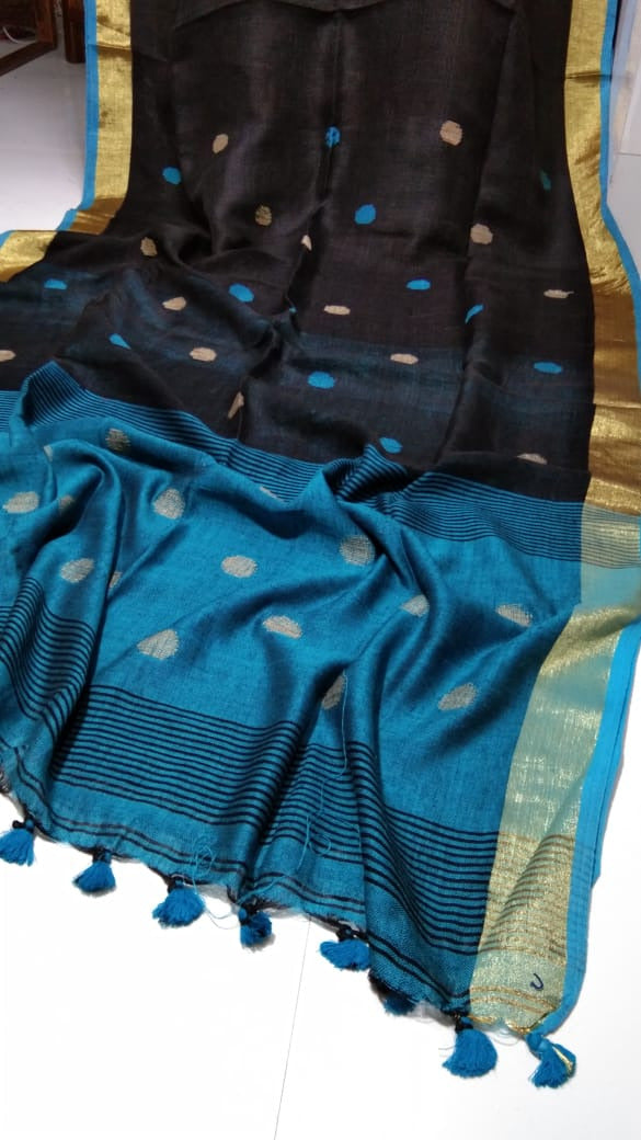 Pure Linen By Linen Ball Jamdani Saree With Blouse Piece