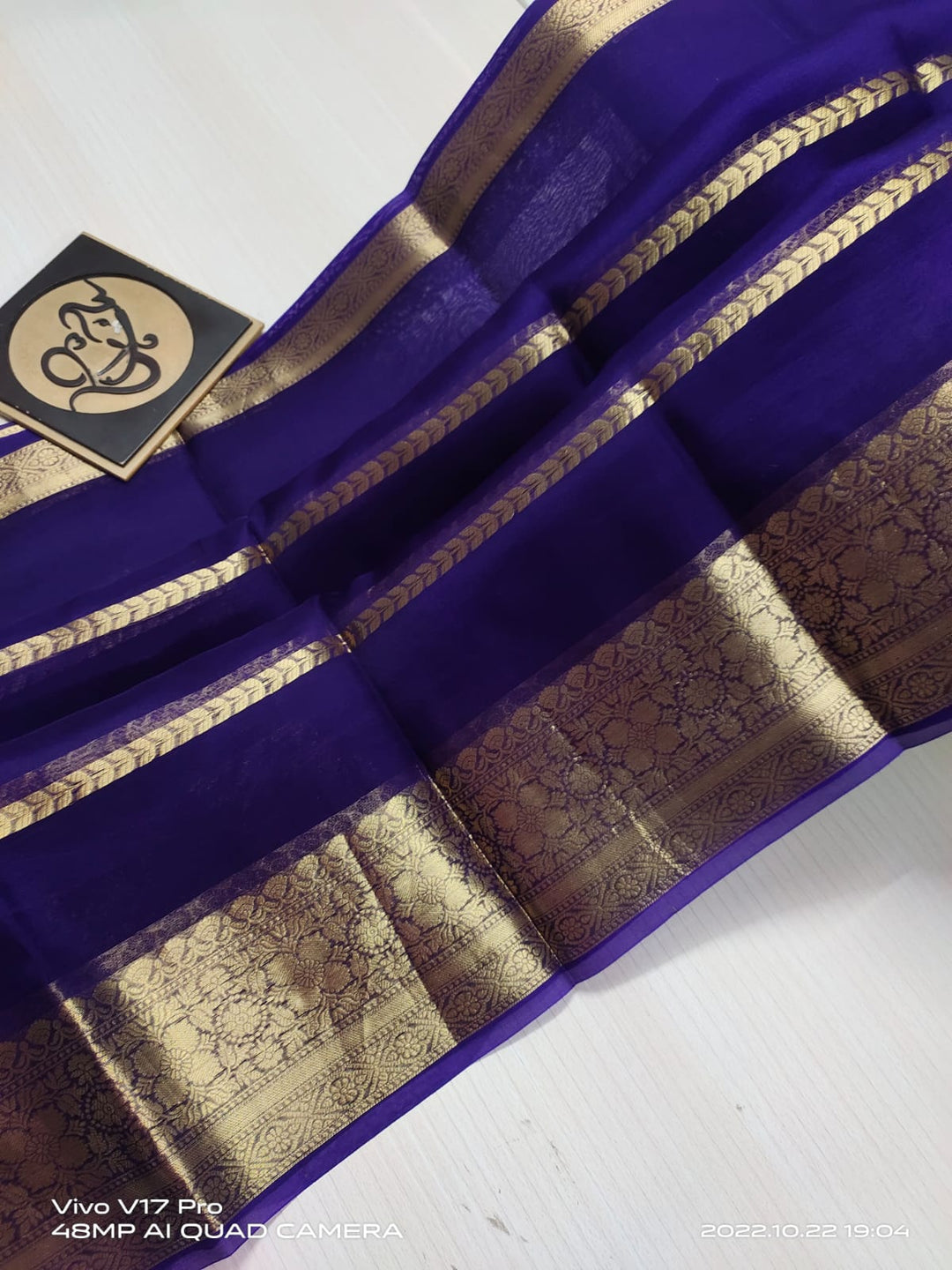 Semi Kora Organza Zari Stripe Silk Saree With Blouse