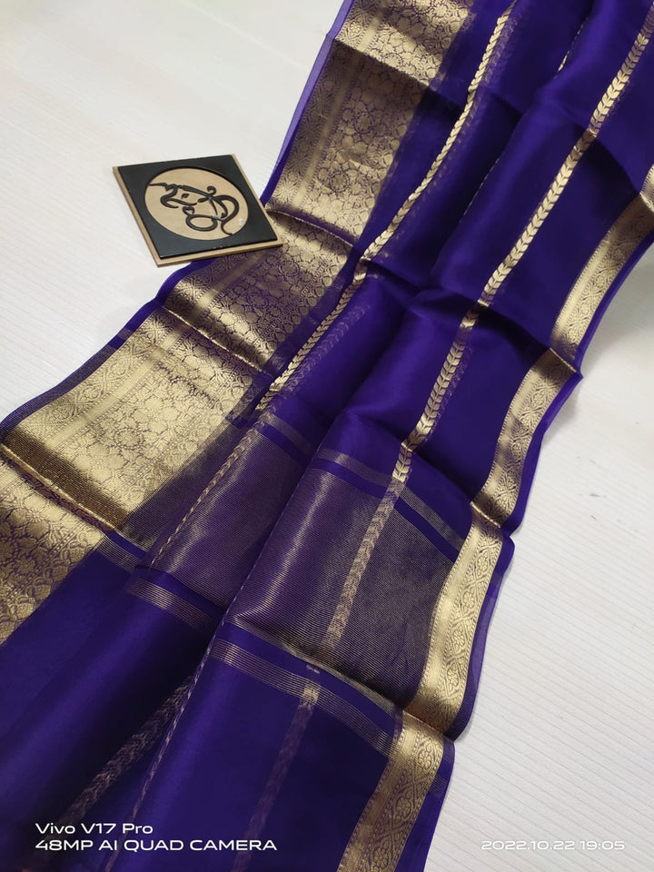 Semi Kora Organza Zari Stripe Silk Saree With Blouse