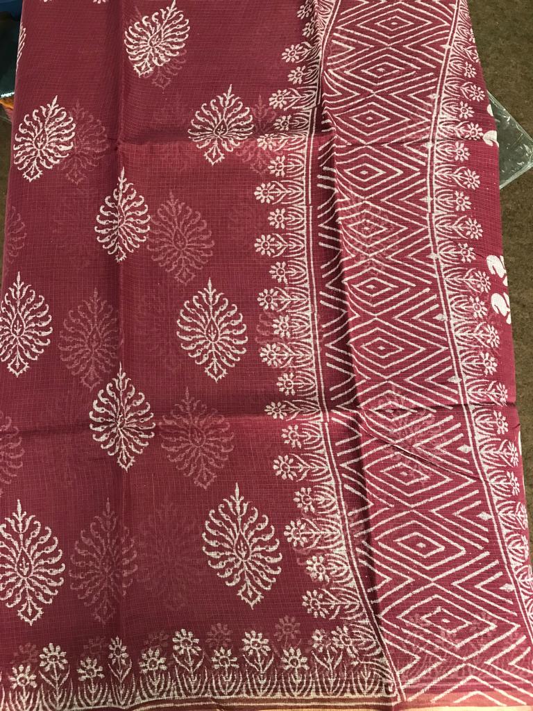 Pure Kota Doriya Hand Block Print saree with Blouse