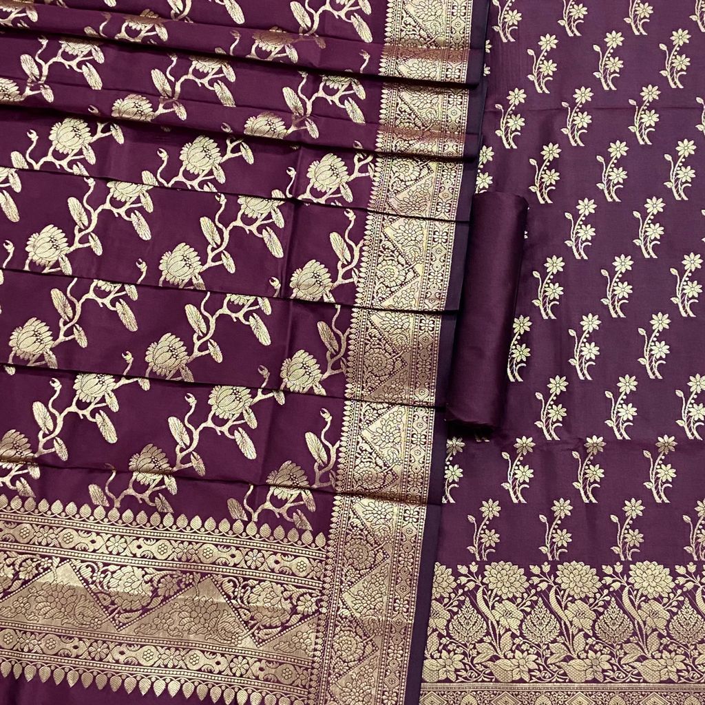 Pure Banarasi Silk Boota Weaved Unstitched Suit With Silk Border Jaal Dupatta