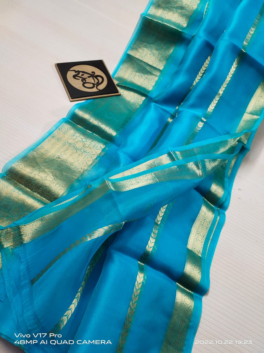 Semi Kora Organza Zari Stripe Silk Saree With Blouse