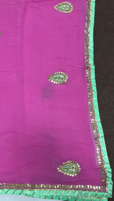 Pure Chiffon Saree With Gota Patti Work