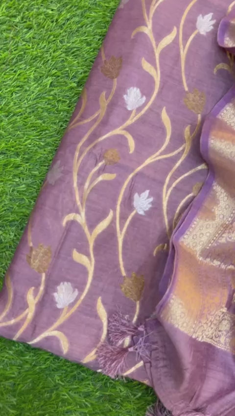 Pure Banarasi Moonga Silk Sona Rupa Zari Woven Suit With Banarasi Moonga Silk Zari Buti Dupatta