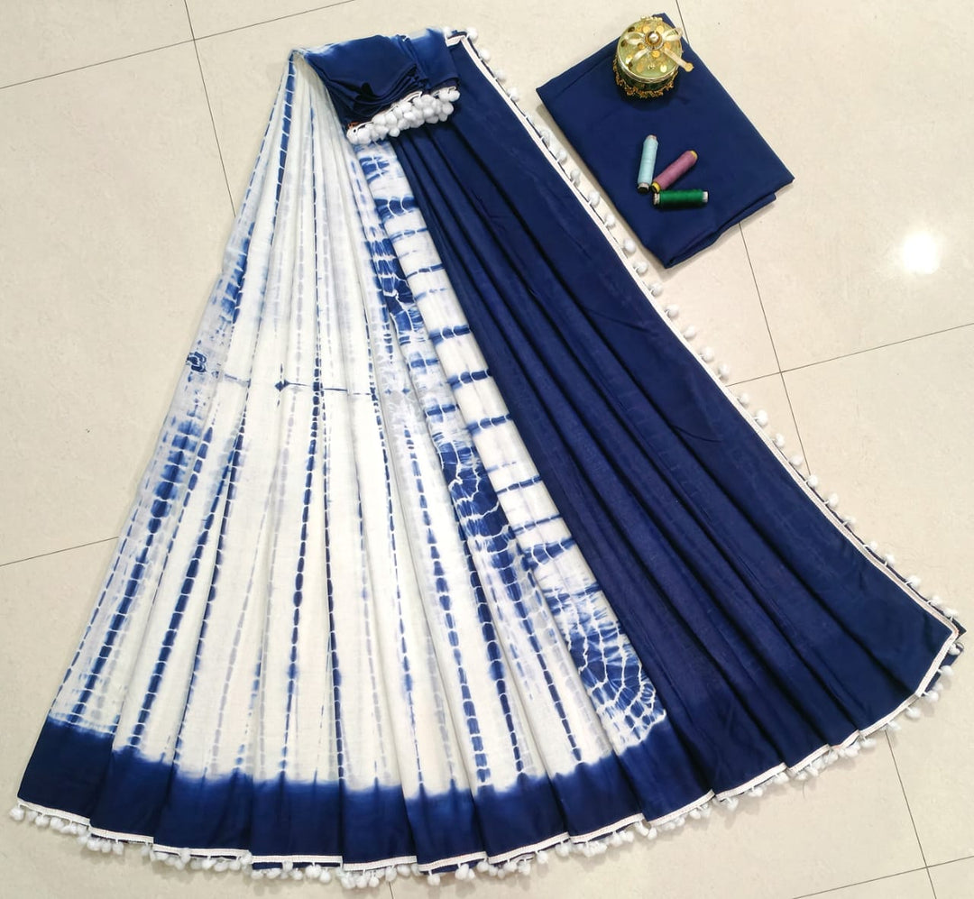 Pure Hand Block Cotton Sarees With Blouse