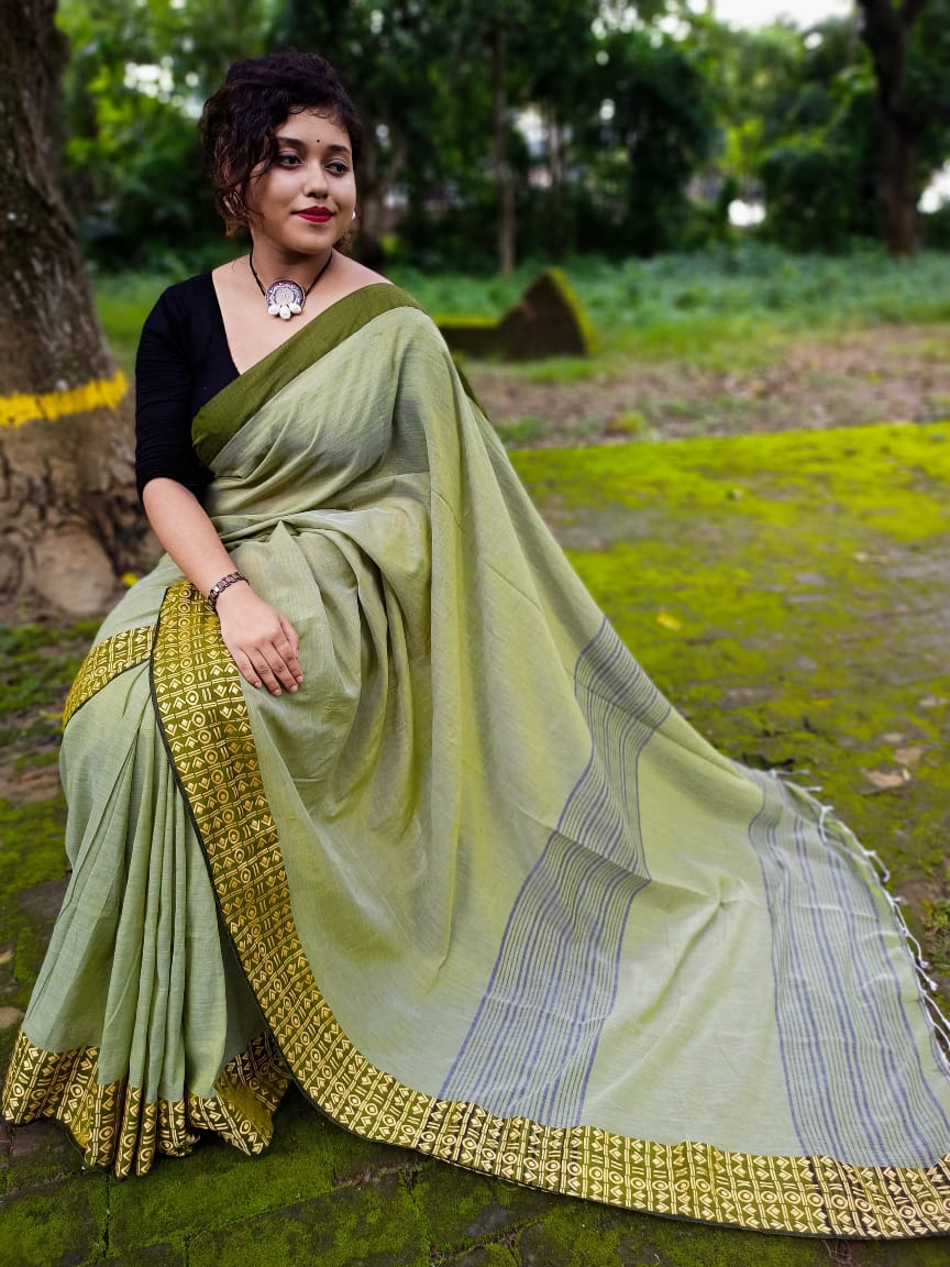 Soft Linen Cotton Saree With Beautiful Digital Print Zari Lining And Tassel  Pallu With Blouse Piece | forum.iktva.sa